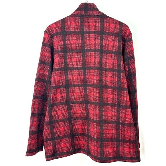 New Mack Russo Men Red Plaid Zip Up Fleece Pullover Sweater Shacket Sz XL 1081H4 - Picture 8 of 11